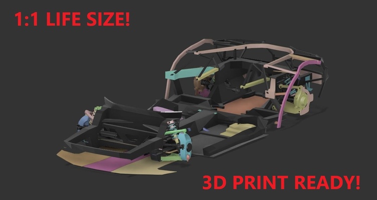 2014 - 2019 lp-610 4 lamborghini huracan frame chassis life sized 3d model printing gadget printable print lambo car 3d print model - Mito3D
