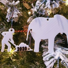 2020 caca l'éléphant pooper scooper homme Noël ornement merde arbre vacances covid drôle animal suce 3d print model - Mito3D