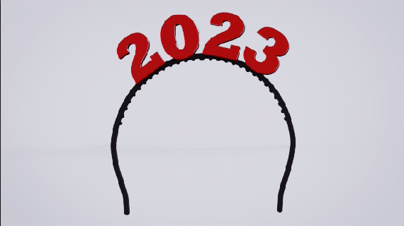 2023 hair head band new year happy 3d print model - Mito3D