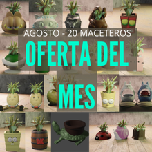 20 macetas casa ollas maceta jardín planta bob cat gorila oso bart nintendo tierra caracol 3d print model - Mito3D