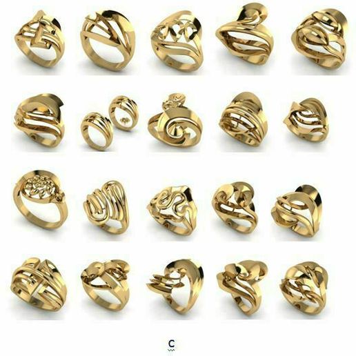 20 Stücke einfach Ring Hochzeit jems Diamant Licht Gewicht plain ring fashion ladies jewelry stylish 3D print model - Mito3D