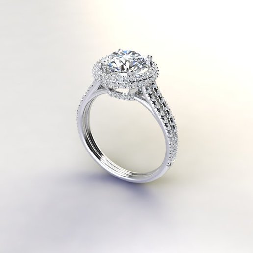 22 quilates de diamantes de-halo-ring la joyería anillo 3D print model - Mito3D