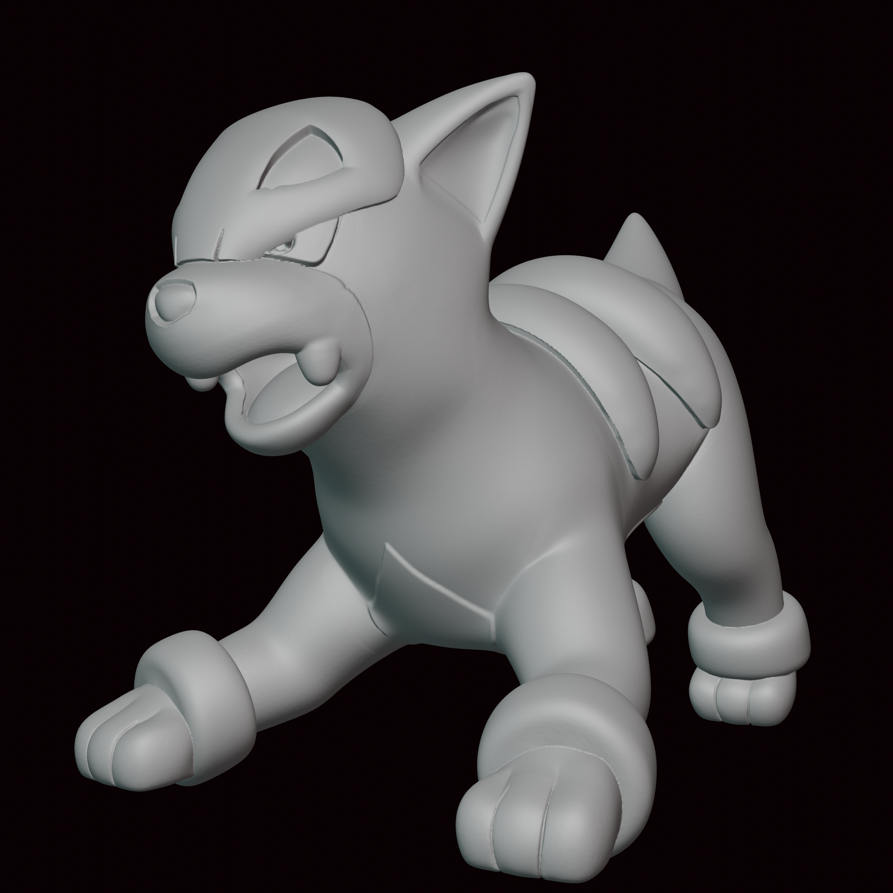 228- houndour pokemon figure statue videogame videogames miniature sculpture fanart figurine gold silver johto 3D print model - Mito3D
