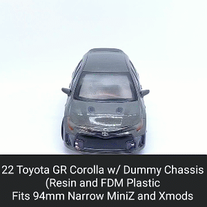 22 gr corola corpo Concha manequim chassis xmod miniz carro rodas modelo mr03 conduziu 1 28 resina fdm plástico pintado rc 3d print model - Mito3D