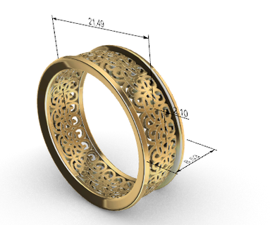 22 mm padronizar joalheria anel Projeto 3d impressão colar brincos pulseira pingente moda prata lei ouro banhado 3d print model - Mito3D