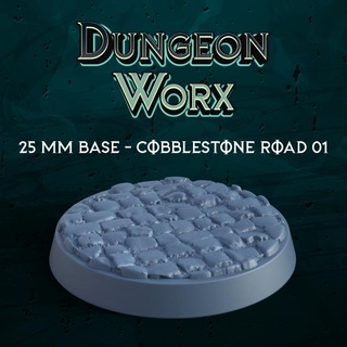 25 mm tabletop rpg miniature base - cobblestone road 01 25mm miniatures dungeons dragons dnd stone ground floor 3d print model - Mito3D
