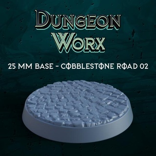 25 mm tabletop rpg miniature base - cobblestone road 02 25mm miniatures dungeons dragons dnd stone ground floor 3d print model - Mito3D