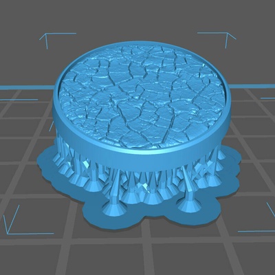 25 mm tabletop rpg miniature base - dried cracked mud 25mm miniatures dungeons dragons dnd bases ground earth dirt 3d print model - Mito3D