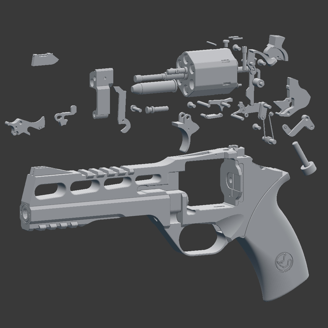 25 telegram gas sell fully printable revolver Gadget weapon gun toy 3d pistol glock 22lr 3D print model - Mito3D