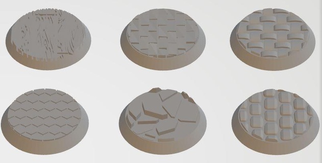 25mm base set 6 pack bases miniture mini unique tabletop dnd d&d dungeons dragons ground game 3d print model - Mito3D