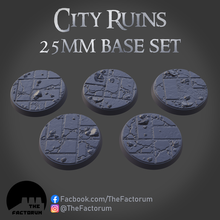 25mm city ruins base set supported game 40k warhammer bases basing wargaming sci-fi fantasy streets stone cobblestone brick 3d print model - Mito3D