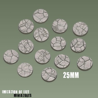 25mm cracked earth bases 15 Game soil dry desert wasteland presupported sci-fi fantasy post apocalyptic 3d print model - Mito3D