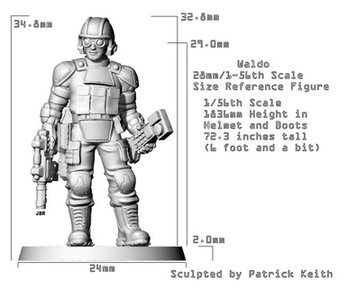 28mm 1-56th scale waldo size reference figure cockpit Game 28mm waldo 1-56th scale size reference figure  3d print model - Mito3D