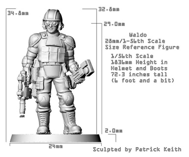 28mm 1 56th ölçek Waldo boyut referans şekil kokpit oyun 3d print model - Mito3D