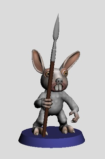 28mm bunny bandit spear 1 Art frogo miniature creatures 3d print model - Mito3D