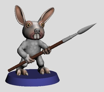 28mm bunny bandit spear 2 Art miniature frogo creatures 3d print model - Mito3D