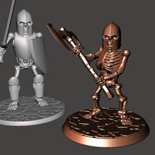 28mm dwarf skeleton warrior two handed axe game games undead skull necromancer miniatures miniature mini frostgrave figure fantasy dnd bones bone 3d print model - Mito3D