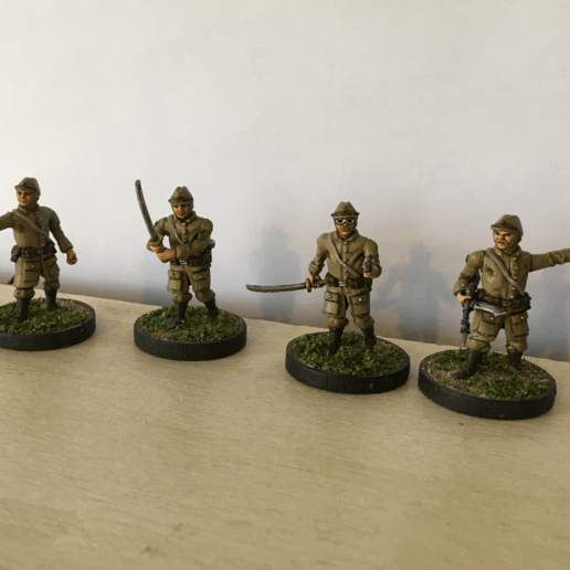 Mm ija Japon imparatorluk ordusu paratroper memurları çok poz II oyun Japonya 2 Dünya Savaşı 28 mm paraşütçüler cıvata eylem zincir komut memurlar piyade 3D print model - Mito3D