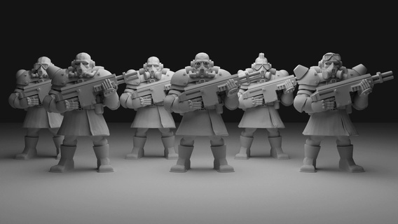 28mm monopose sci fi penal legion guardsman full unit 3d print model - Mito3D