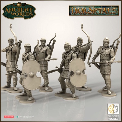 28mm persian warriors - 'immortals' game ancient archer greek modular shield wargaming darius immortals persia spearman presupported achaemenid xerxes mararthon 3d print model - Mito3D