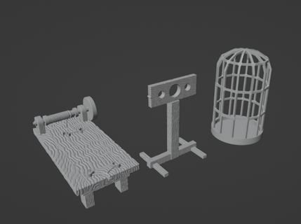 28mm échelle fantaisie torture équipement grille Stock cage héros effrayant studios 3d print model - Mito3D