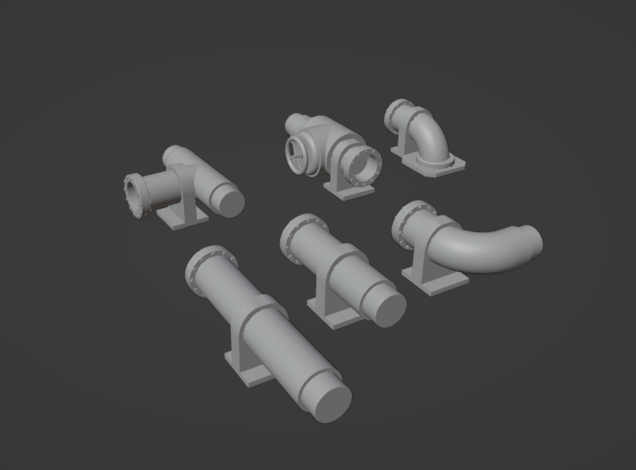 28mm scale science fiction modular pipe set number Game system creepyhero studios 3D print model - Mito3D