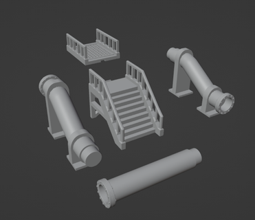28mm scale science fiction modular pipe set number Game system creepyhero studios 3d print model - Mito3D