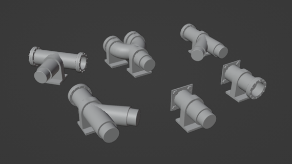 28mm scale science fiction modular pipe set number Game system creepyhero studios 3d print model - Mito3D