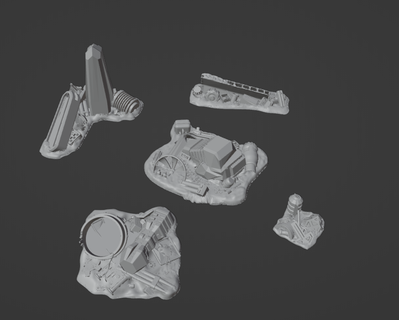 28mm scale science fiction scrap piles set Game junk garbage scatter terrain creeyphero studios 3d print model - Mito3D