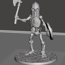 28mm scheletro guerriero scudo ascia gioco giochi wargames-giochi di guerra miniatura dnd in 3d print model - Mito3D