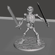 28mm skeleton warrior berserk swords akimbo game games minature dnd miniature 3d print model - Mito3D