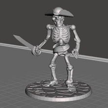 28mm skeleton warrior pirate captain game games wargames skull miniatures miniature figure dnd cutlass 3d print model - Mito3D