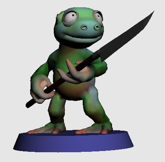 28mm swampy frogo spear Art miniature creatures 3d print model - Mito3D