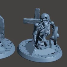 28mm undead skeleton warrior - climbing out grave 2 game games wargaming wargames wargame toomb tombstone sword soldiers skull seketon necromancer miniatures miniature mini frostgrave fantasy dnd bones 3d print model - Mito3D