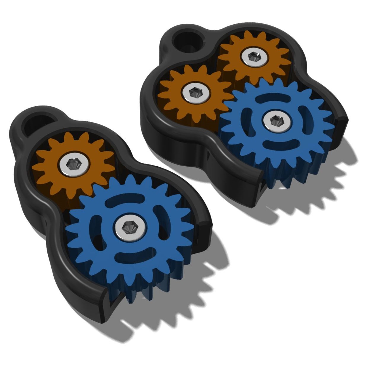2 & 3 spur gear fidget toy keyring gears stem teeth 3D print model - Mito3D