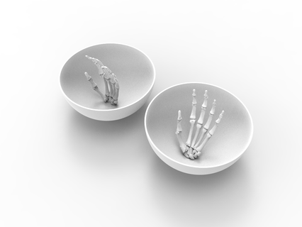 2 bundle halloween hand skeleton bowl - candy trick treat 3d print model - Mito3D