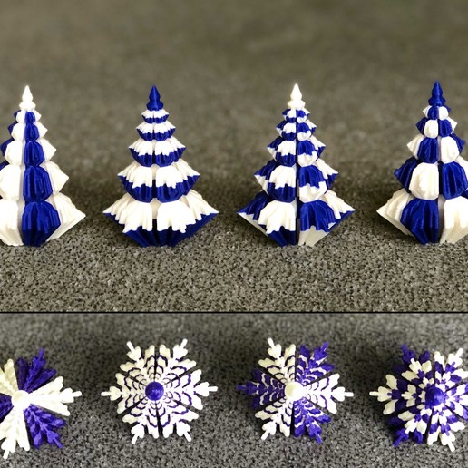 2 colores de los árboles navidad copo nieve perfil casa decoración la del hogar adorno decoraciones chistmas árbol color 3D print model - Mito3D