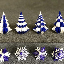 2 cores de árvores natal do floco neve perfil a casa decoração da enfeite decorações chistmas árvore cor 3d print model - Mito3D