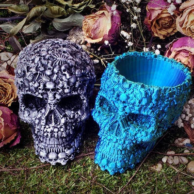 2 designs catacombs skull package by pretzel prints creepy demon fantasy halloween cool scary decoration bone pile bowl deal art 3d print model - Mito3D