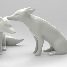 2 figuritas decorativo zorros decoración lobo zorro figura escultura perro animales 3d print model - Mito3D