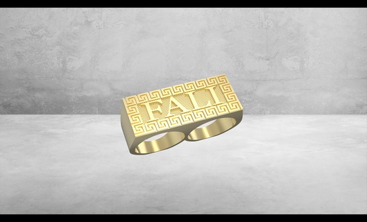 2 finger ring personalized name customized fingers greca 3d print model - Mito3D