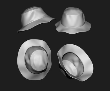 2 sombrero tocado ropa ondulado Moda personaje gorra cabeza juego disfraz atuendo diseño fantasía 3d print model - Mito3D