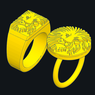 2 lion rings symbol emblem signet ring king force 3d print model - Mito3D