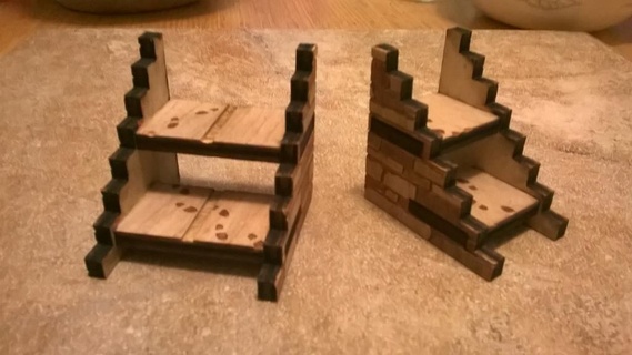 2 miniature escaliers Jeu donjons dragons rpg escalier table jeu guerre toy_game_accessories 3d print model - Mito3D