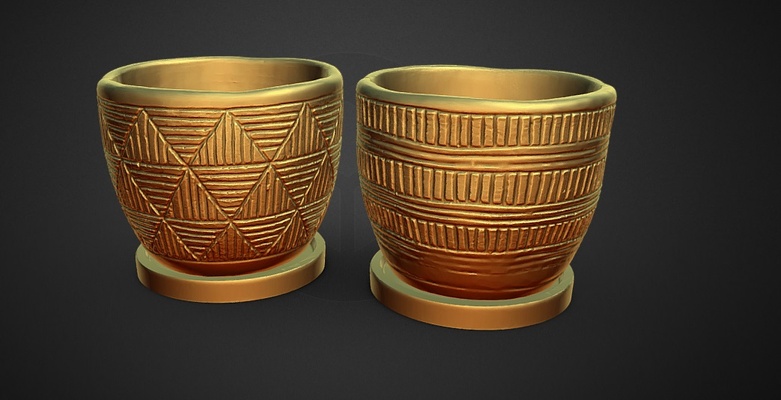 2 planters base home pot 3d print model - Mito3D