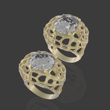 2 anillos de raíces la joyería moderno los zafiro gran tamaño lujo naturaleza creativo art sterling anillo el diamante brillante imprimible plata platino oro gem 3d print model - Mito3D