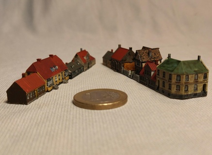 2 rows small houses 1 Game 3mm wargames historical games 3d print model - Mito3D