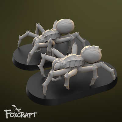2 spiders spider large giant arachnid stl foxcraft miniature mini fantasy rpg 3d printing underground horror creature animal 3d print model - Mito3D