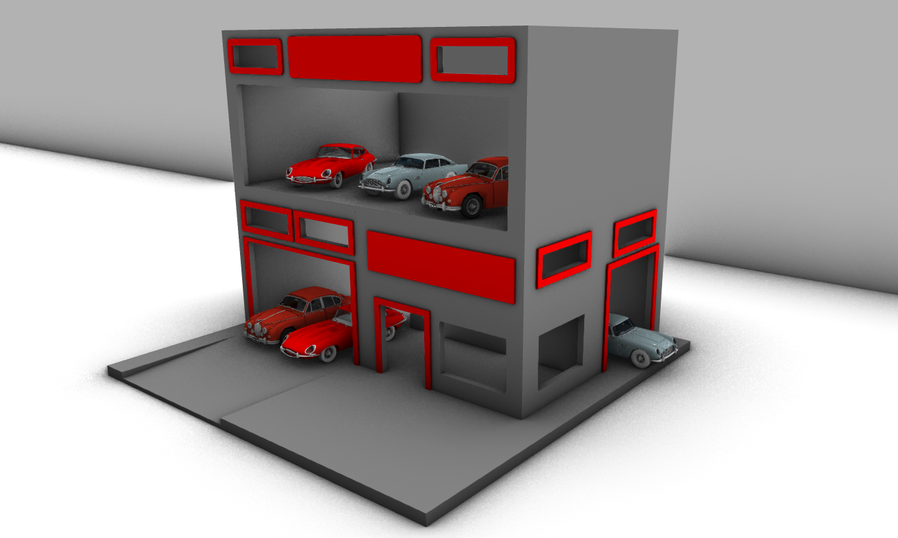 2 piso diorama garaje fundido presión garaje 1 64 1 64 garaje diorama fundido presión 1 64 1 64 ruedas calientes cajita cerillas 3D print model - Mito3D