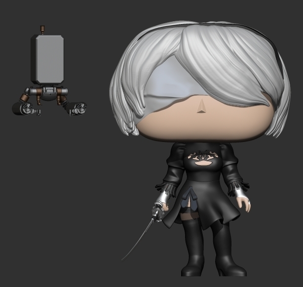 2b funko chibi ridere giocattolo cartone animato nier automi 3D print model - Mito3D